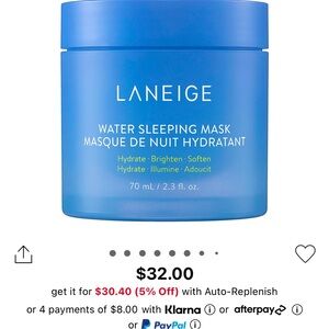 LANEIGE Water Sleeping Mask - Blue - NEW in Box